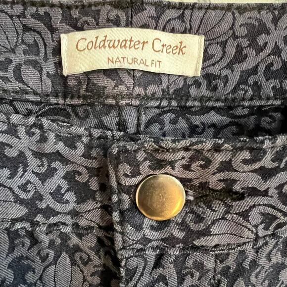 Coldwater Creek Natural Fit Navy Blue Jacqard Pants Size 14 Brocade Look - Picture 3 of 12